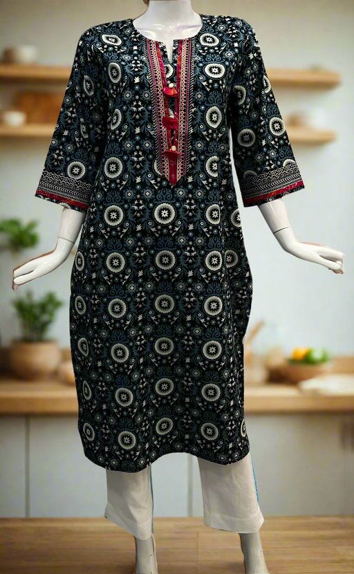 Black Garden Jaipuri Cotton Kurti. Pure Versatile Cotton. | Laces and Frills