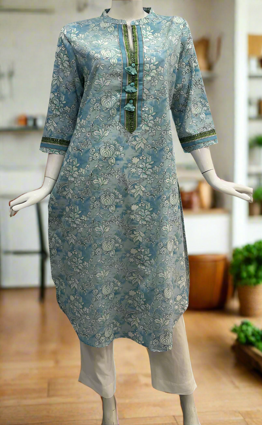 Blue Garden Jaipuri Cotton Kurti. Pure Versatile Cotton. | Laces and Frills