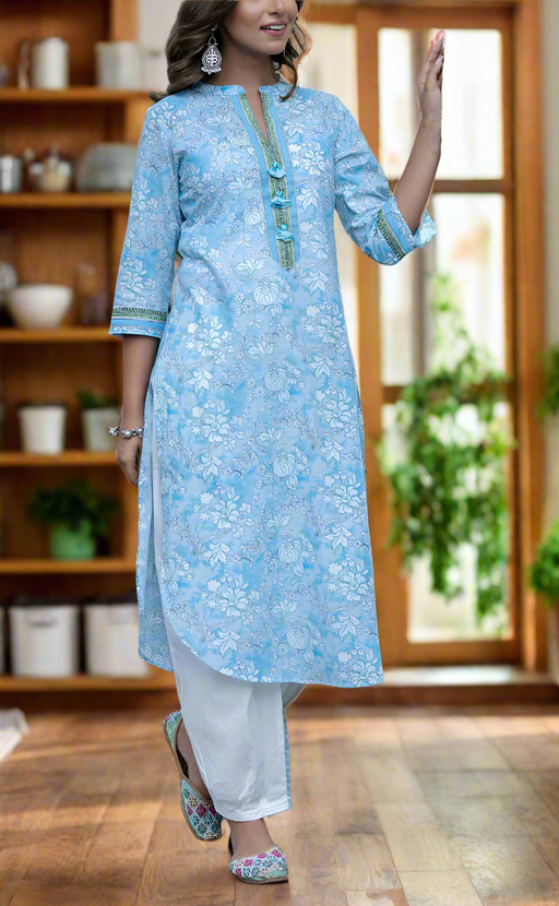 Blue Garden Jaipuri Cotton Kurti. Pure Versatile Cotton. | Laces and Frills