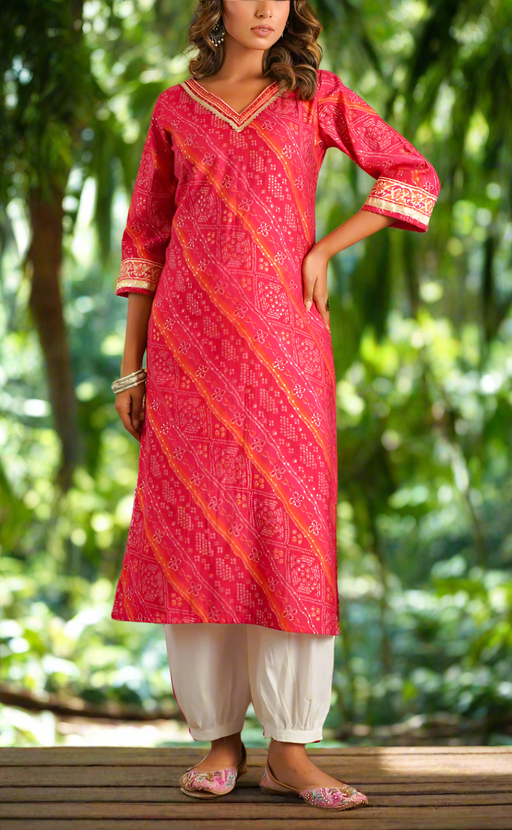 Rani Pink Bandini Jaipuri Modal Kurti. Soft Versatile Modal Silk. | Laces and Frills