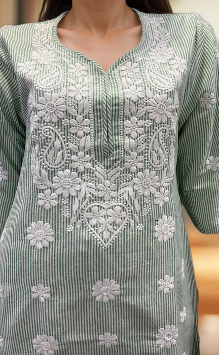 Green Machine Chikankari Kurti.  Versatile Cotton Fabric. | Laces and Frills