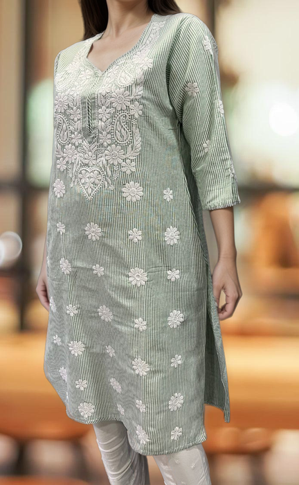 Green Machine Chikankari Kurti.  Versatile Cotton Fabric. | Laces and Frills