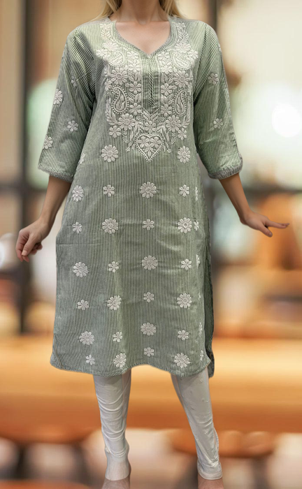 Green Machine Chikankari Kurti.  Versatile Cotton Fabric. | Laces and Frills