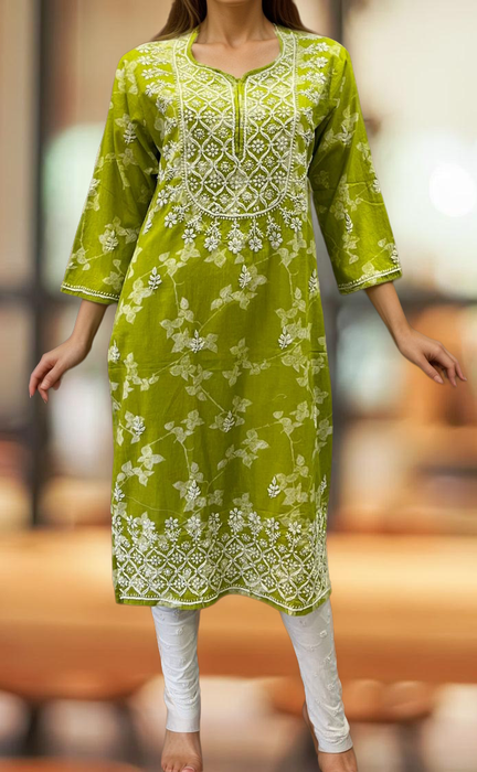 Green Machine Chikankari Kurti.  Versatile Cotton Fabric. | Laces and Frills