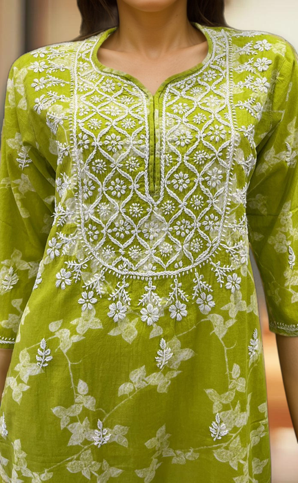 Green Machine Chikankari Kurti.  Versatile Cotton Fabric. | Laces and Frills