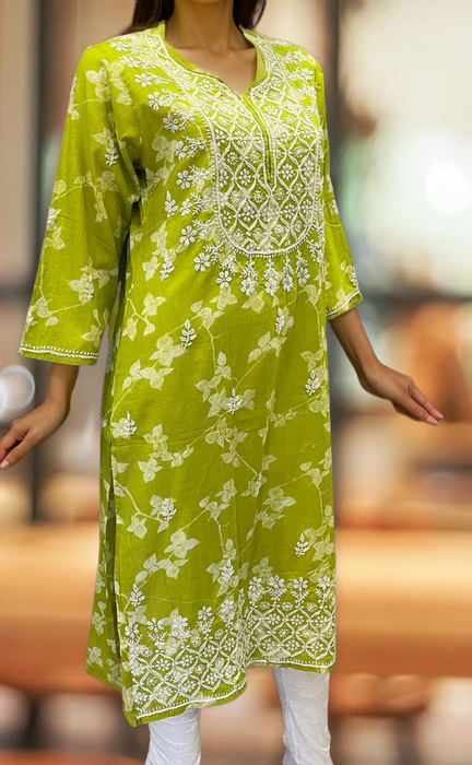 Green Machine Chikankari Kurti.  Versatile Cotton Fabric. | Laces and Frills