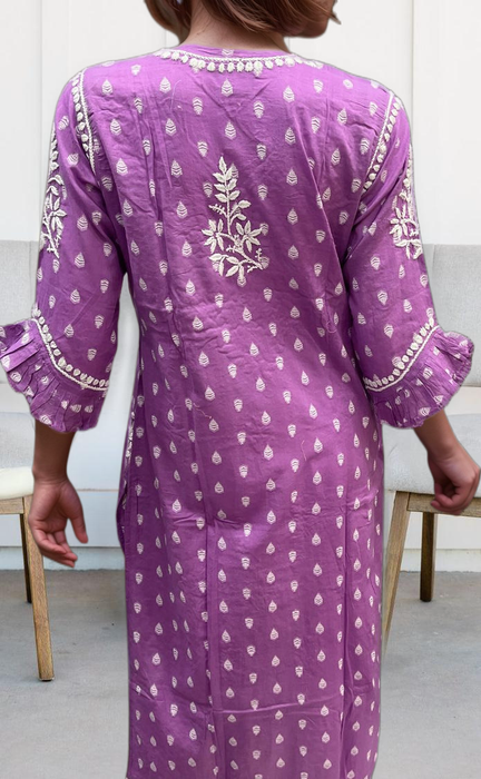 Lavender Lucknowi Kurti.  Versatile Cotton Fabric. | Laces and Frills