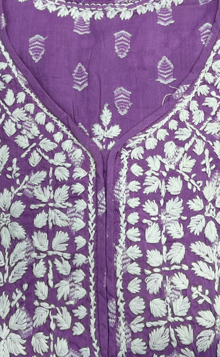 Lavender Lucknowi Kurti.  Versatile Cotton Fabric. | Laces and Frills - Laces and Frills