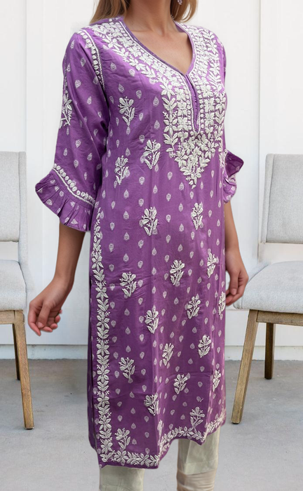 Lavender Lucknowi Kurti.  Versatile Cotton Fabric. | Laces and Frills