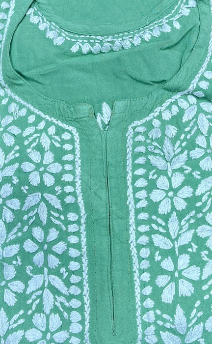 Pista Green Chikankari Kurti Set. Flowy Rayon Fabric. | Laces and Frills - Laces and Frills