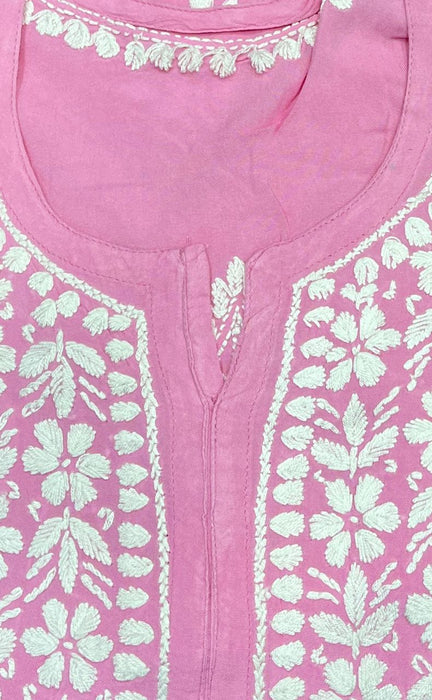 Baby Pink Chikankari Kurti Set. Flowy Rayon Fabric. | Laces and Frills - Laces and Frills