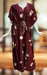 Maroon Floral Satin Kaftan .Soft Silky Satin | Laces and Frills - Laces and Frills