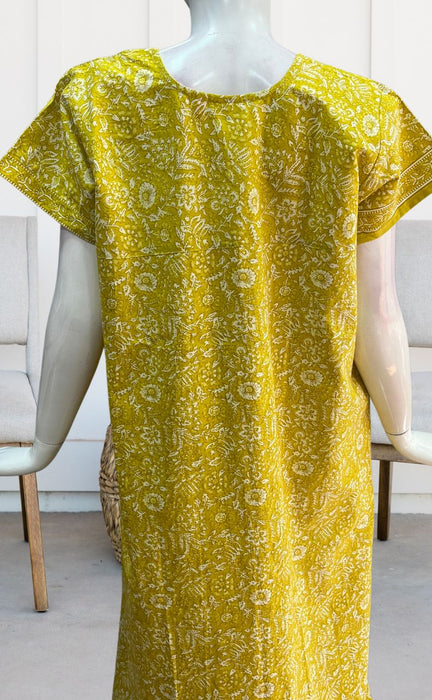 Yellow Garden Pure Cotton Nighty. Pure Durable Cotton | Laces and Frills - Laces and Frills