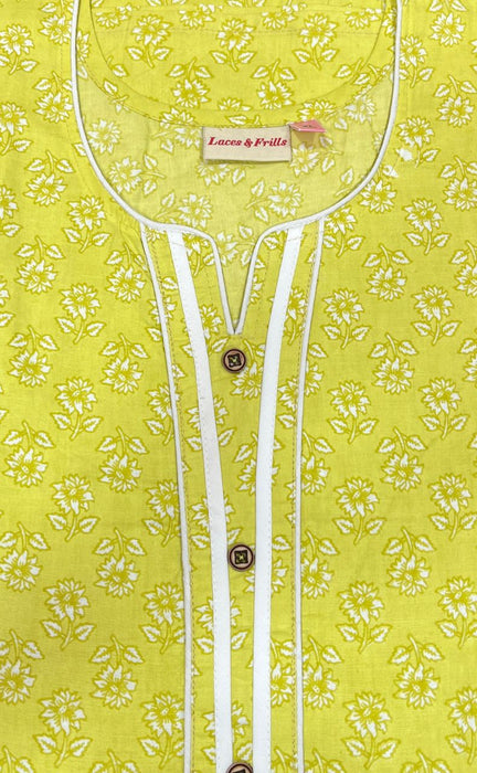 Yellow Tiny Flora Pure Cotton Nighty. Pure Durable Cotton | Laces and Frills - Laces and Frills