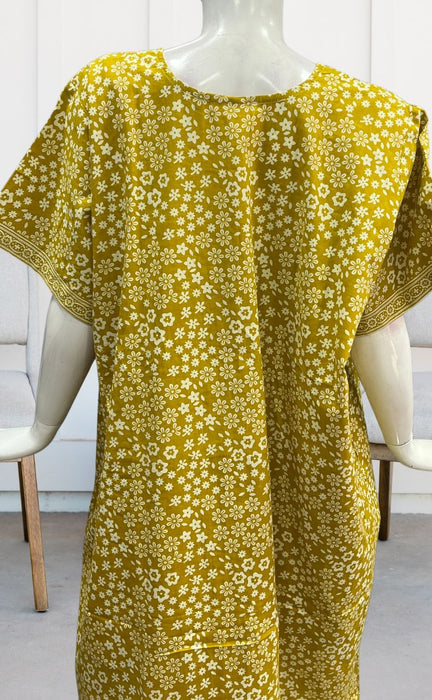 Yellow Tiny Floral Pure Cotton Nighty. Pure Durable Cotton | Laces and Frills