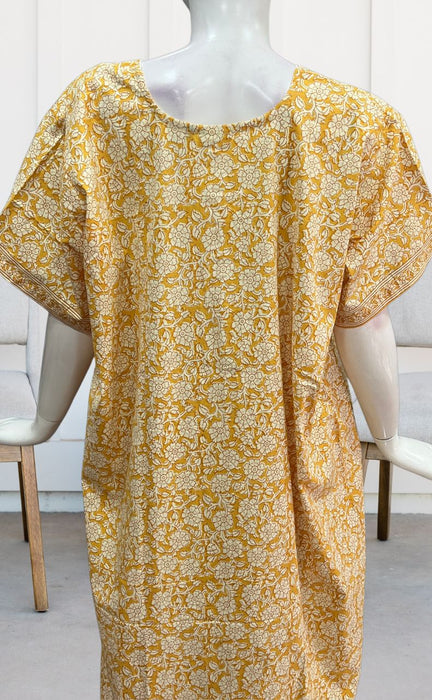 Yellow Garden Pure Cotton Nighty. Pure Durable Cotton | Laces and Frills