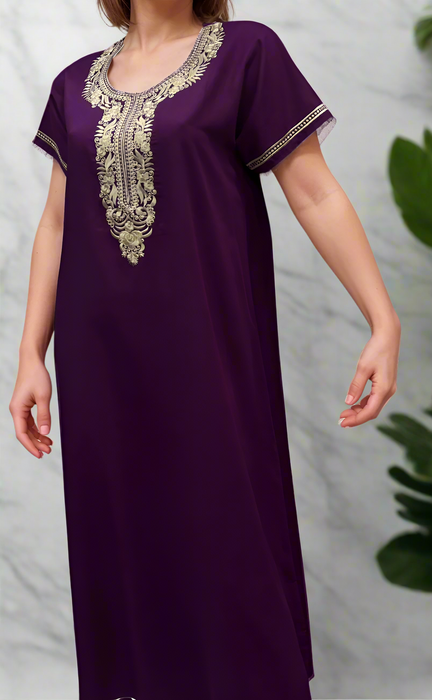 Violet Embroidery Soft Cotton Nighty. Soft Breathable Fabric | Laces and Frills (Copy)