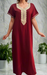 Maroon Embroidery Soft Cotton Nighty. Soft Breathable Fabric | Laces and Frills