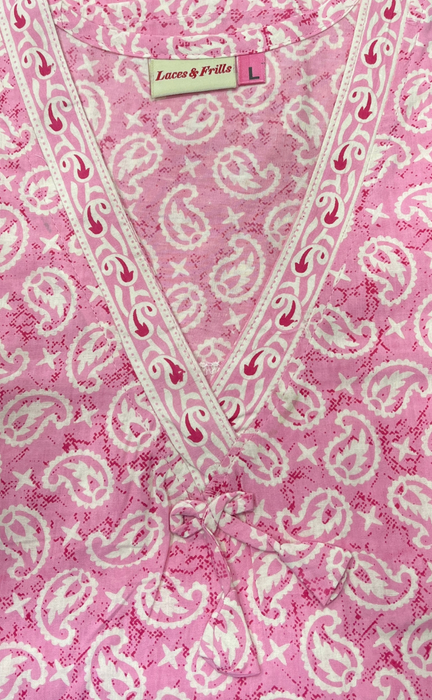 Baby Pink Manga Motif Pure Cotton Nighty. Pure Durable Cotton | Laces and Frills