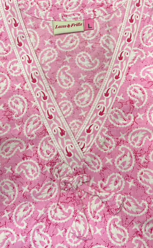 Baby Pink Manga Motif Pure Cotton Nighty. Pure Durable Cotton | Laces and Frills