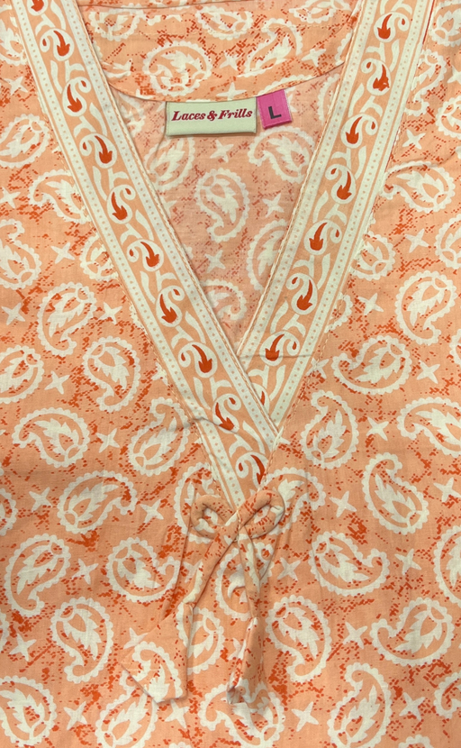 Peach Manga Motif Pure Cotton Nighty. Pure Durable Cotton | Laces and Frills