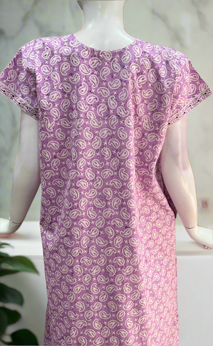 Lavender Manga Motif Pure Cotton Nighty. Pure Durable Cotton | Laces and Frills