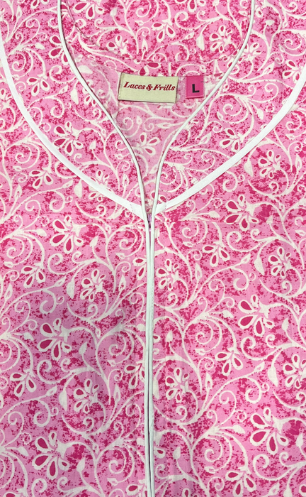 Pink Garden Pure Cotton Nighty. Pure Durable Cotton | Laces and Frills