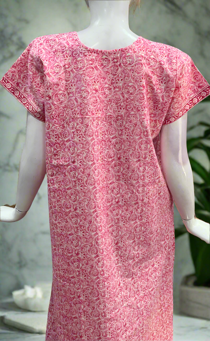 Pink Garden Pure Cotton Nighty. Pure Durable Cotton | Laces and Frills