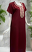 Maroon Embroidery Soft Cotton Nighty. Soft Breathable Fabric | Laces and Frills