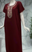 Maroon Embroidery Soft Cotton Nighty. Soft Breathable Fabric | Laces and Frills