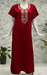 Red Embroidery Soft Cotton Nighty. Soft Breathable Fabric | Laces and Frills