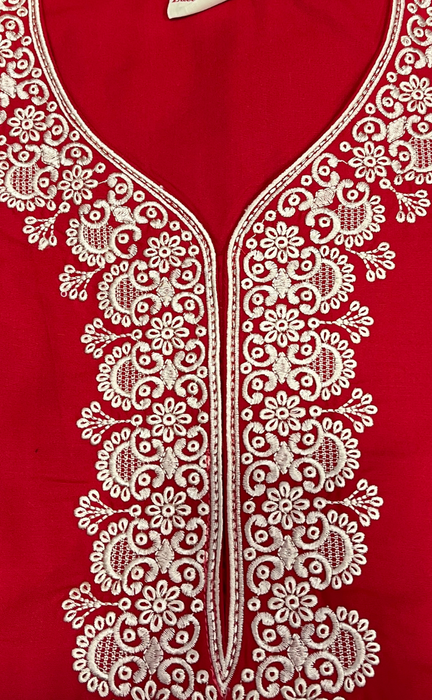 Red Embroidery Soft Cotton Nighty. Soft Breathable Fabric | Laces and Frills