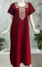 Maroon Embroidery Soft Cotton Nighty. Soft Breathable Fabric | Laces and Frills