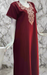 Maroon Embroidery Soft Cotton Nighty. Soft Breathable Fabric | Laces and Frills