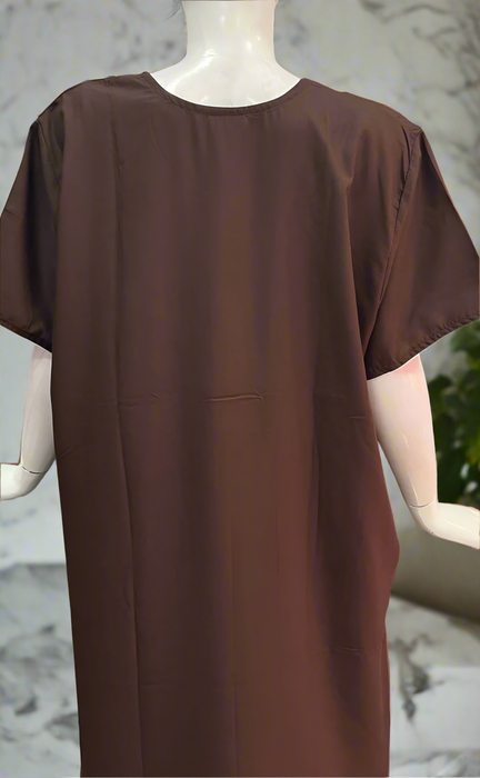 Brown Embroidery Soft Cotton Nighty. Soft Breathable Fabric | Laces and Frills