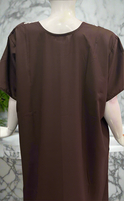 Brown Embroidery Soft Cotton Nighty. Soft Breathable Fabric | Laces and Frills