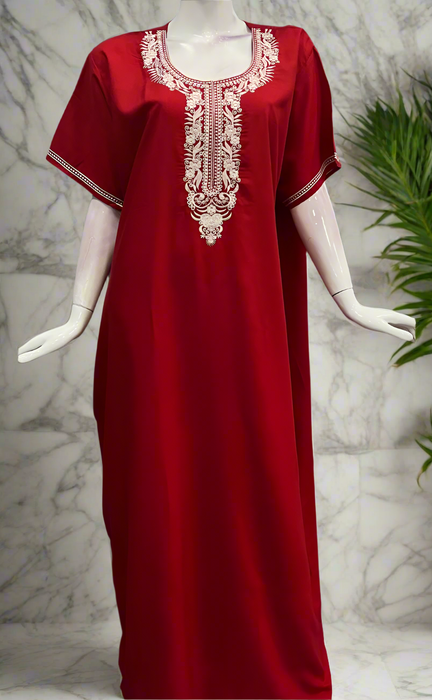 Red Embroidery Soft Cotton Nighty. Soft Breathable Fabric | Laces and Frills