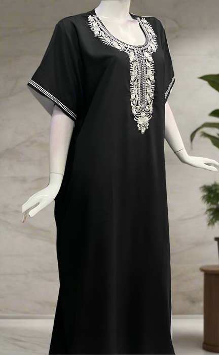 Black Embroidery Soft Cotton Nighty. Soft Breathable Fabric | Laces and Frills