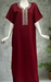 Maroon Embroidery Soft Cotton Nighty. Soft Breathable Fabric | Laces and Frills