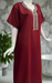 Maroon Embroidery Soft Cotton Nighty. Soft Breathable Fabric | Laces and Frills