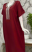 Maroon Embroidery Soft Cotton Nighty. Soft Breathable Fabric | Laces and Frills