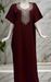 Maroon Embroidery Soft Cotton Nighty. Soft Breathable Fabric | Laces and Frills