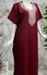 Maroon Embroidery Soft Cotton Nighty. Soft Breathable Fabric | Laces and Frills