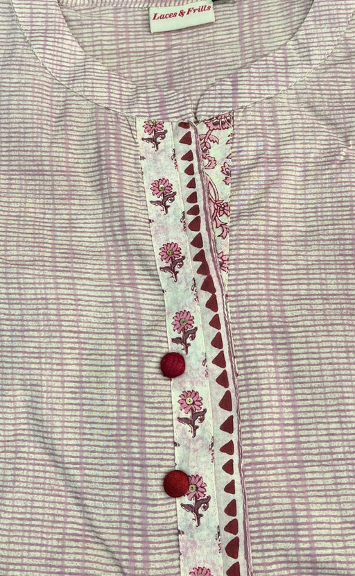 English Pink Floral Kurti With Afgani Salwar And Dupatta Set.Pure Versatile Cotton. | Laces and Frills - Laces and Frills