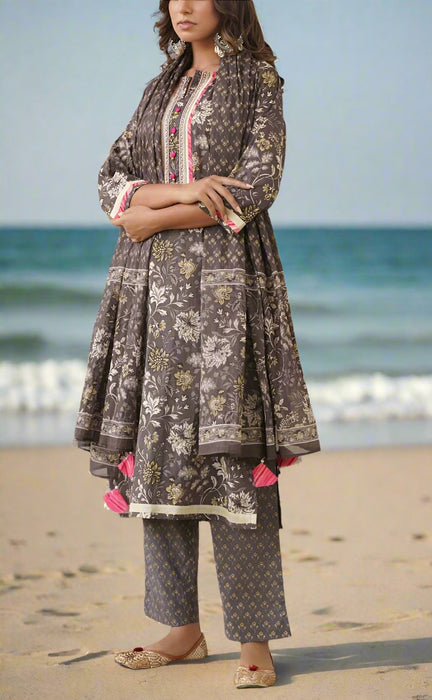 Black Jaipur Cotton Kurti With Pant And Dupatta Set  .Pure Versatile Cotton. | Laces and Frills - Laces and Frills