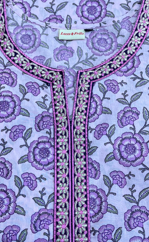 Lavender Garden Jaipur Cotton Kurti With Pant And Dupatta Set  .Pure Versatile Cotton. | Laces and Frills - Laces and Frills