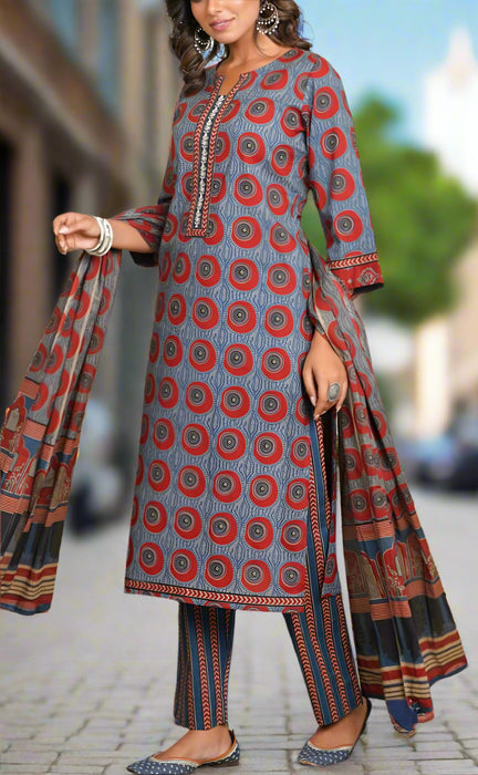 Blue Abstract Jaipur Cotton Kurti With Pant And Dupatta Set.Pure Versatile Cotton. | Laces and Frills