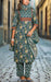 Bottle Green Garden Jaipur Cotton Kurti With Pant And Dupatta Set.