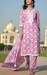 Pink Floral Jaipur Cotton Kurti With Pant And Dupatta Set. Pure Versatile Cotton. | Laces and Frills