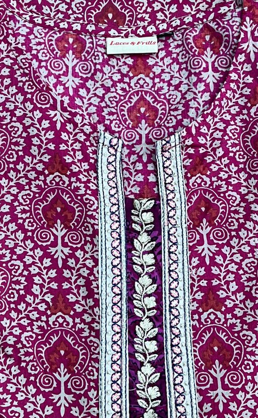 Pink Garden Jaipur Cotton Kurti With Pant And Dupatta Set. Pure Versatile Cotton. | Laces and Frills